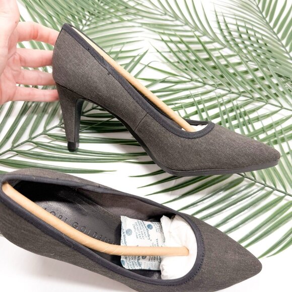 Lori Goldstein Pumps Black Washed Linen LI YARROW Size 5.5 Pointed Toe Heels - Picture 9 of 12